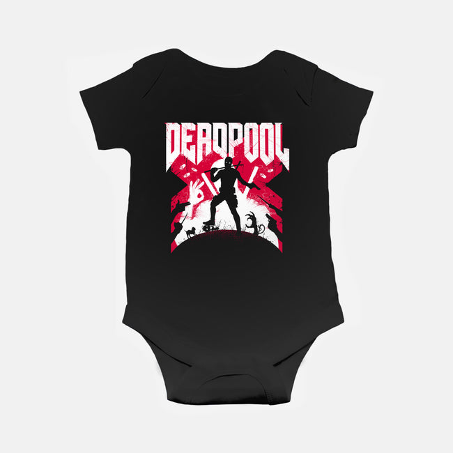 Deadpool Doom-Baby-Basic-Onesie-rocketman_art