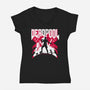 Deadpool Doom-Womens-V-Neck-Tee-rocketman_art