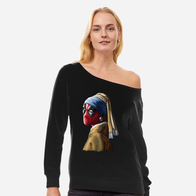 Hero With A Pearl Earring-Womens-Off Shoulder-Sweatshirt-daobiwan