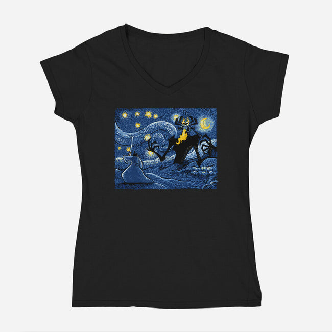 Starry Duel-Womens-V-Neck-Tee-daobiwan