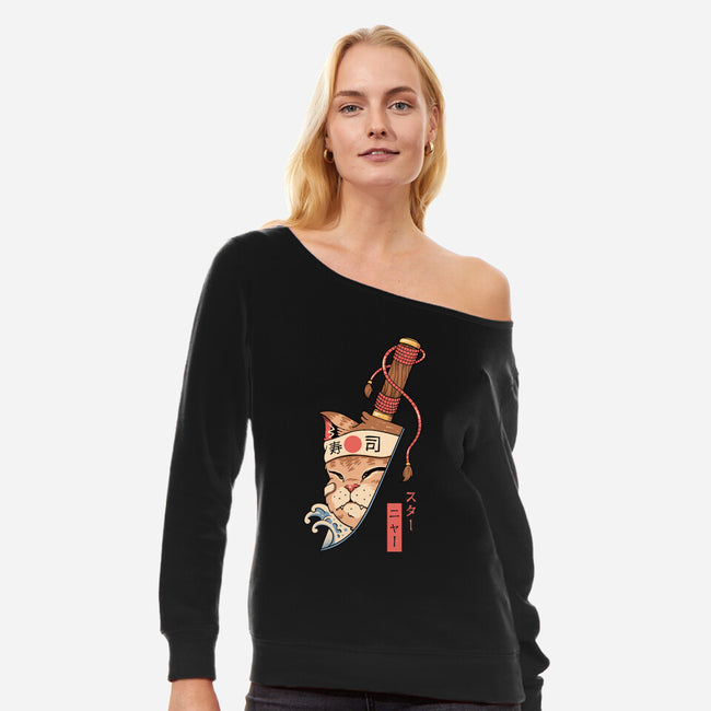 Catana Blade Meowster-Womens-Off Shoulder-Sweatshirt-vp021