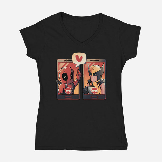 Mutant Bromance-Womens-V-Neck-Tee-eduely