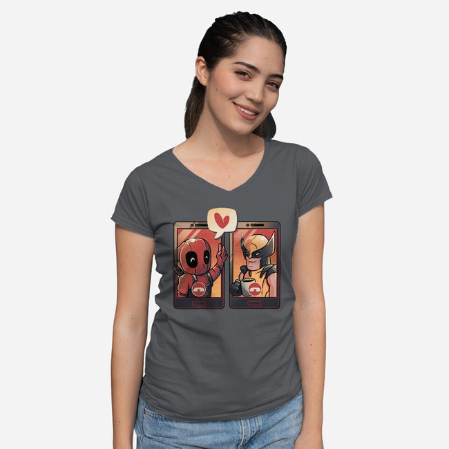 Mutant Bromance-Womens-V-Neck-Tee-eduely