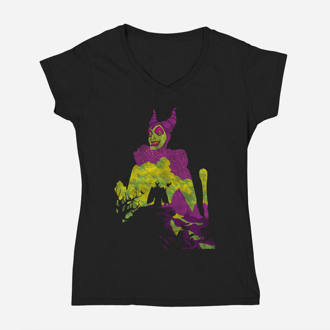 Mistress Of Evil-Womens-V-Neck-Tee-dalethesk8er