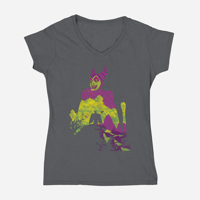 Mistress Of Evil-Womens-V-Neck-Tee-dalethesk8er