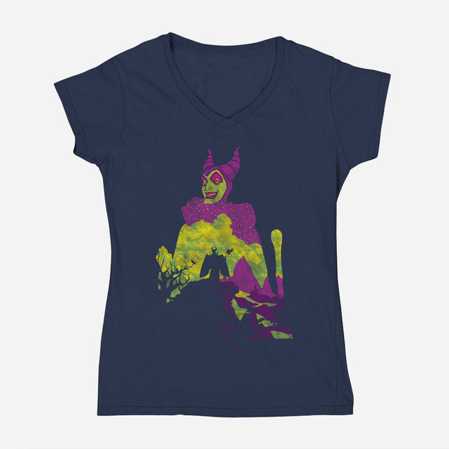 Mistress Of Evil-Womens-V-Neck-Tee-dalethesk8er