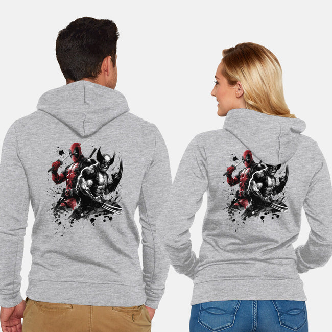 Claws And Katanas-Unisex-Zip-Up-Sweatshirt-DrMonekers