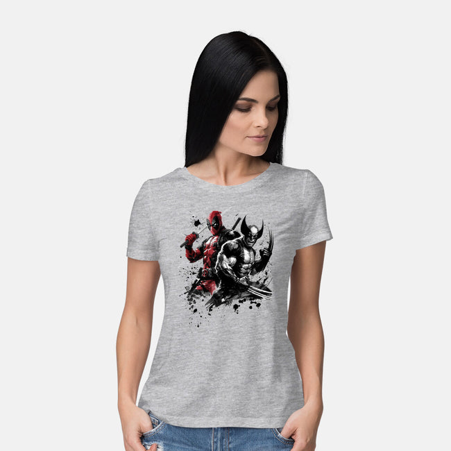 Claws And Katanas-Womens-Basic-Tee-DrMonekers