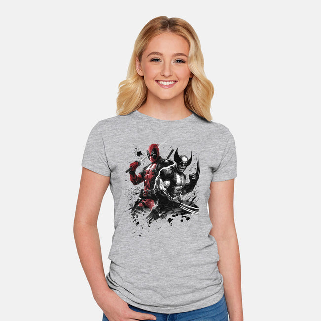 Claws And Katanas-Womens-Fitted-Tee-DrMonekers