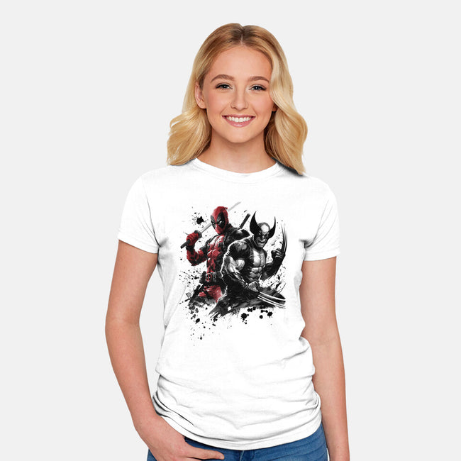 Claws And Katanas-Womens-Fitted-Tee-DrMonekers