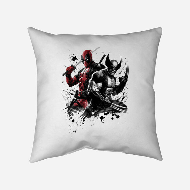 Claws And Katanas-None-Removable Cover-Throw Pillow-DrMonekers