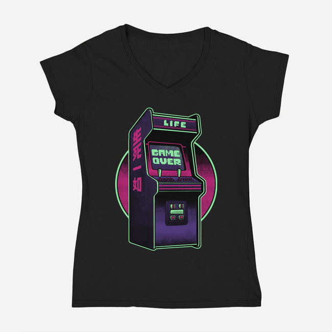 Arcade Life Over-Womens-V-Neck-Tee-Studio Mootant