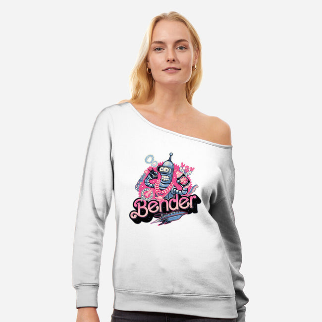 Pink Future Ahead Of Us-Womens-Off Shoulder-Sweatshirt-glitchygorilla