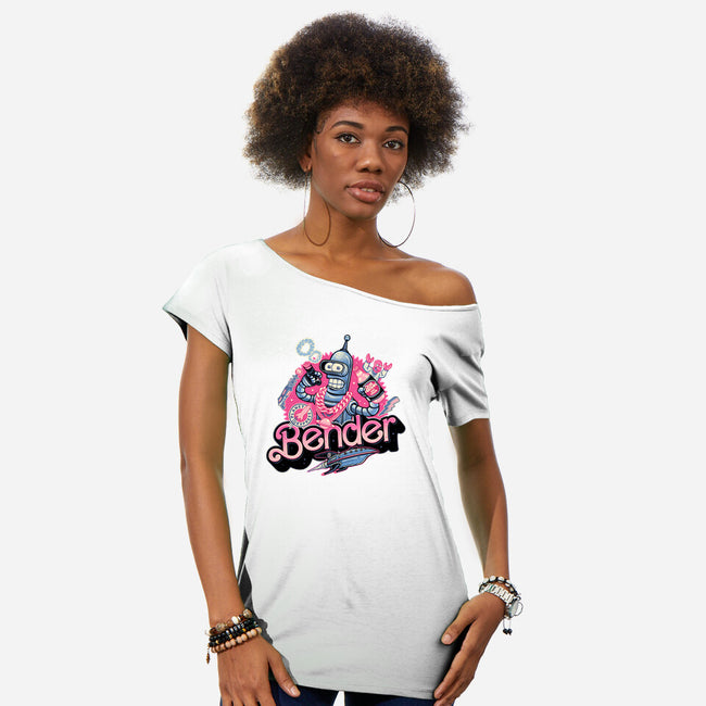 Pink Future Ahead Of Us-Womens-Off Shoulder-Tee-glitchygorilla