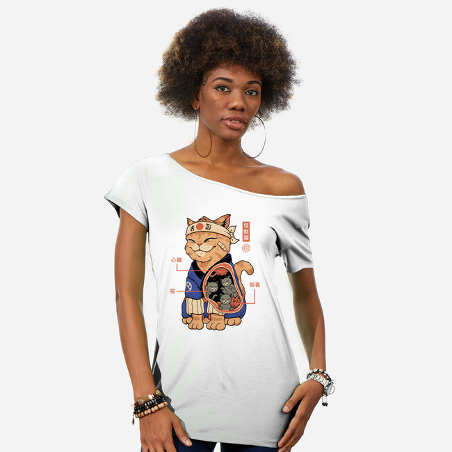 X-Ray Kaiju Cat-Womens-Off Shoulder-Tee-vp021