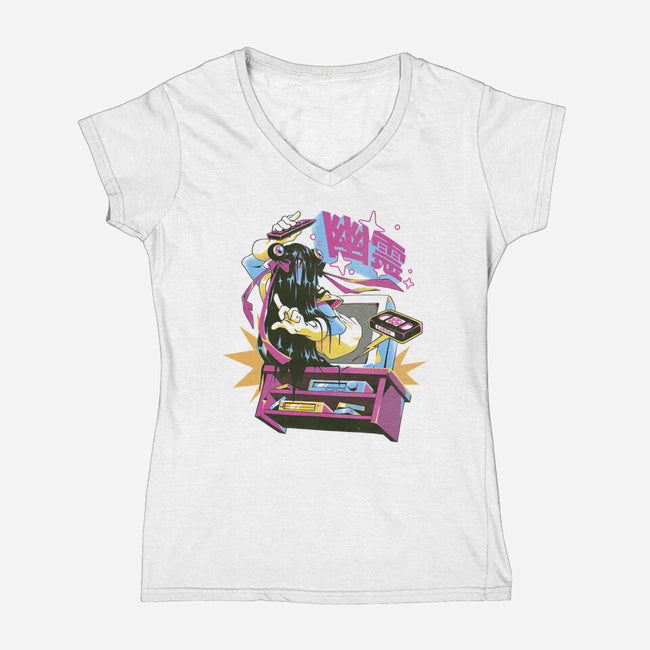 Anime Tape-Womens-V-Neck-Tee-ilustrata