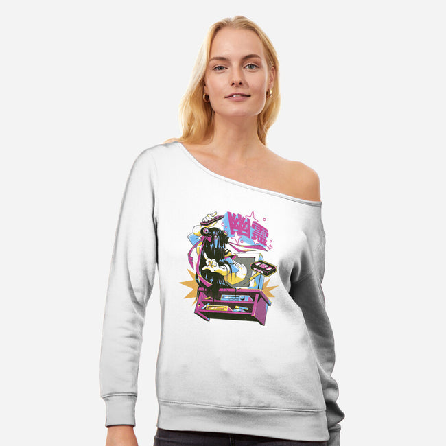 Anime Tape-Womens-Off Shoulder-Sweatshirt-ilustrata