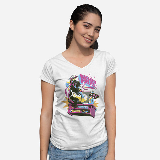 Anime Tape-Womens-V-Neck-Tee-ilustrata