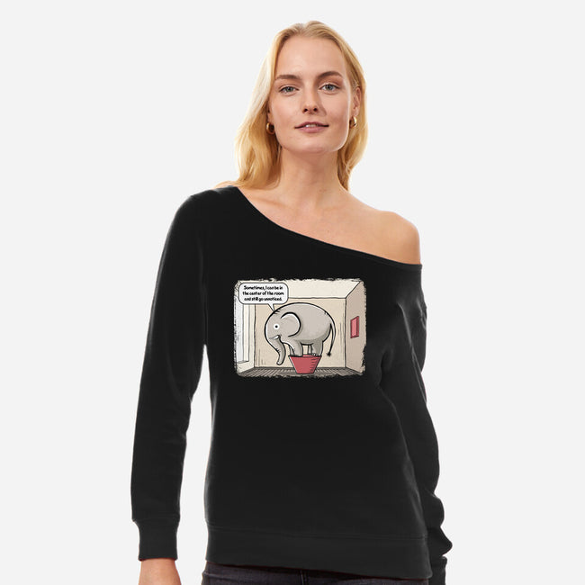 Elephant In The Room-Womens-Off Shoulder-Sweatshirt-erion_designs