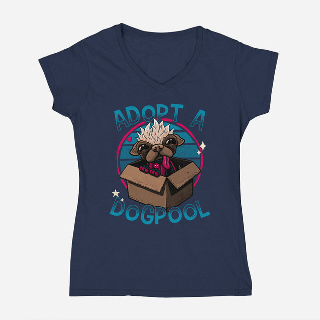 Adopt A Dogpool-Womens-V-Neck-Tee-teesgeex