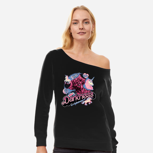 All Hail The Darkness-Womens-Off Shoulder-Sweatshirt-glitchygorilla