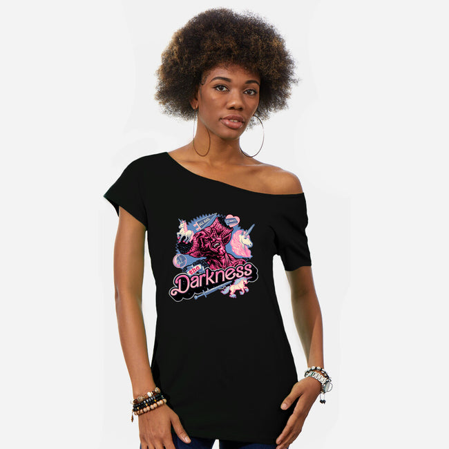 All Hail The Darkness-Womens-Off Shoulder-Tee-glitchygorilla