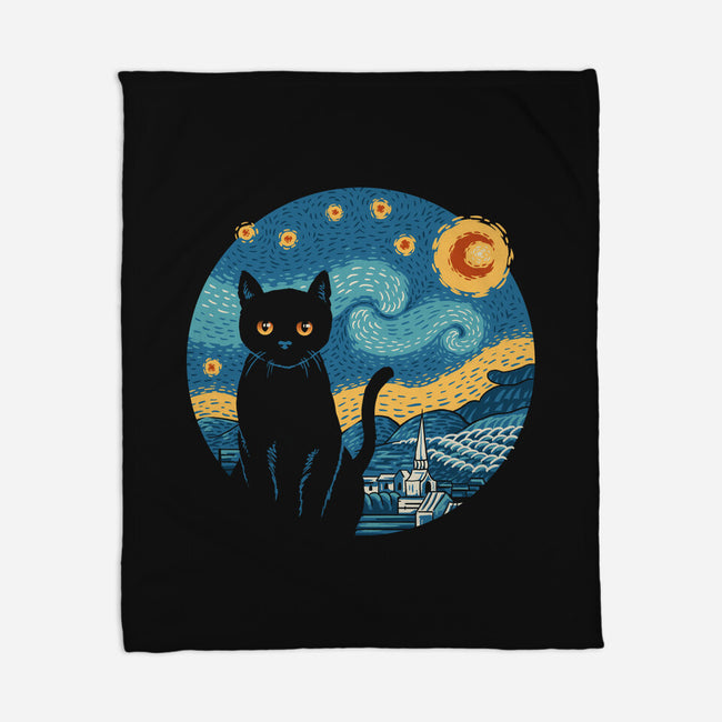 Purrfect Starry Cat-None-Fleece-Blanket-vp021