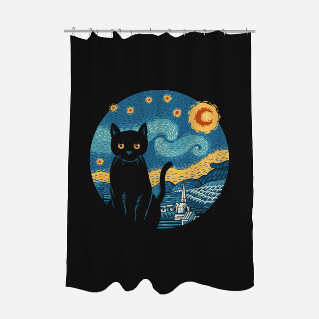 Purrfect Starry Cat-None-Polyester-Shower Curtain-vp021