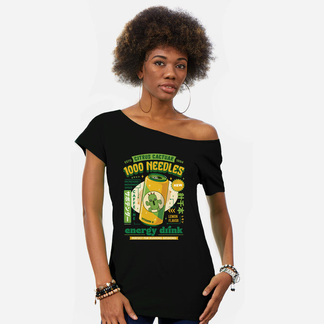 Cactuar Energy Drink-Womens-Off Shoulder-Tee-LAGELANTEE