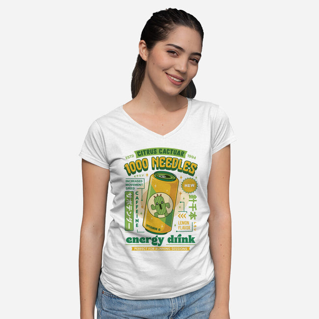 Cactuar Energy Drink-Womens-V-Neck-Tee-LAGELANTEE