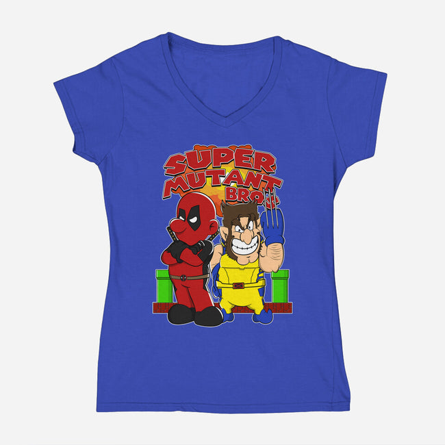 Super Mutant Bros-Womens-V-Neck-Tee-Nieco