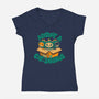 Adopt A Catsaurus-Womens-V-Neck-Tee-worlddominationforcats