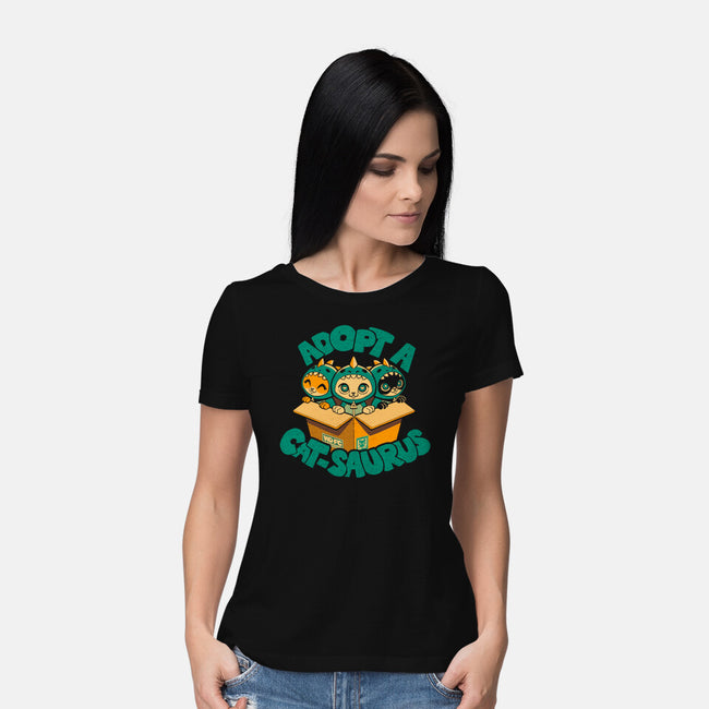 Adopt A Catsaurus-Womens-Basic-Tee-worlddominationforcats