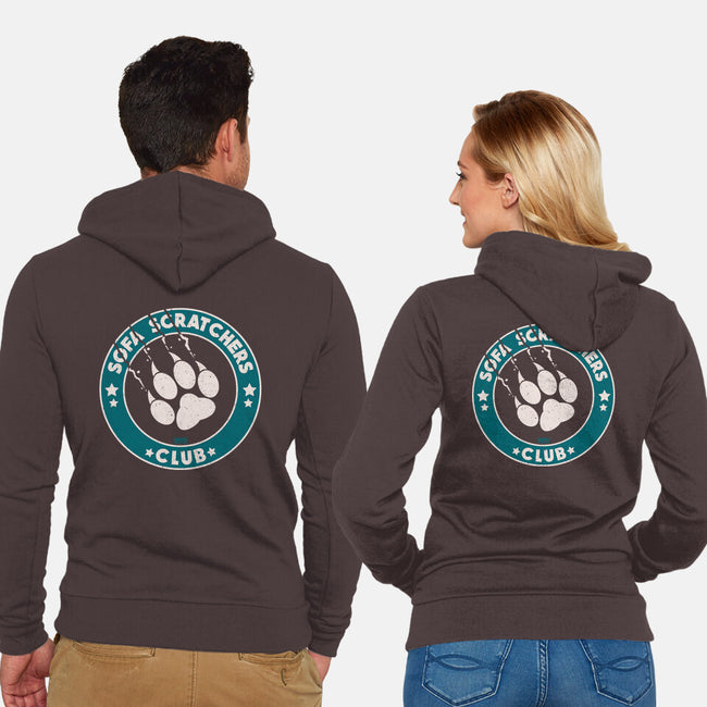 Sofa Scratching Paws Club-Unisex-Zip-Up-Sweatshirt-worlddominationforcats