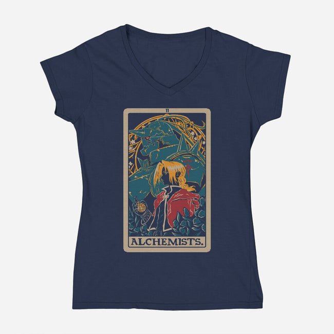 Alchemists Tarot Card-Womens-V-Neck-Tee-naomori