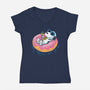 Donut Worry Be Happy-Womens-V-Neck-Tee-Gamma-Ray