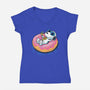 Donut Worry Be Happy-Womens-V-Neck-Tee-Gamma-Ray