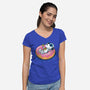 Donut Worry Be Happy-Womens-V-Neck-Tee-Gamma-Ray