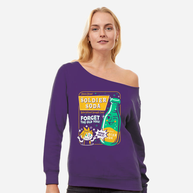 Soldier Soda-Womens-Off Shoulder-Sweatshirt-Aarons Art Room