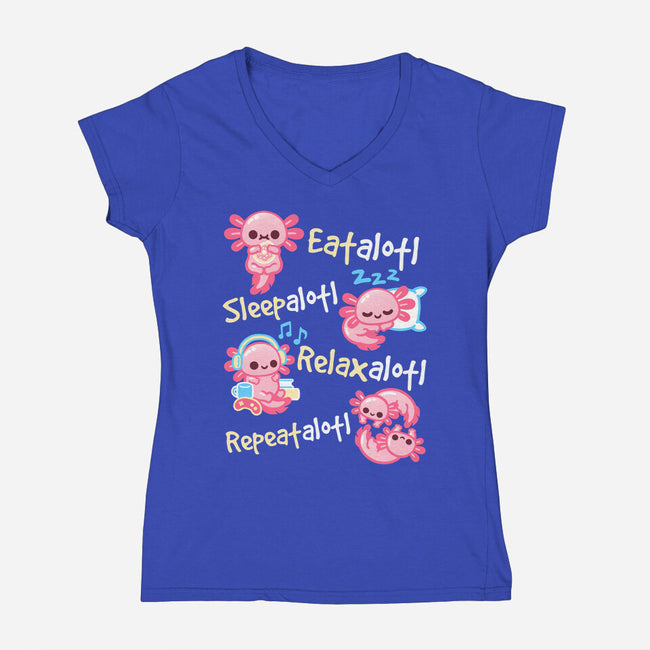 Axolotl Simple Life-Womens-V-Neck-Tee-NemiMakeit