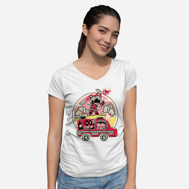 Dogpoolzilla-Womens-V-Neck-Tee-naomori