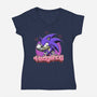 The Blue Hedgehog-Womens-V-Neck-Tee-Astrobot Invention