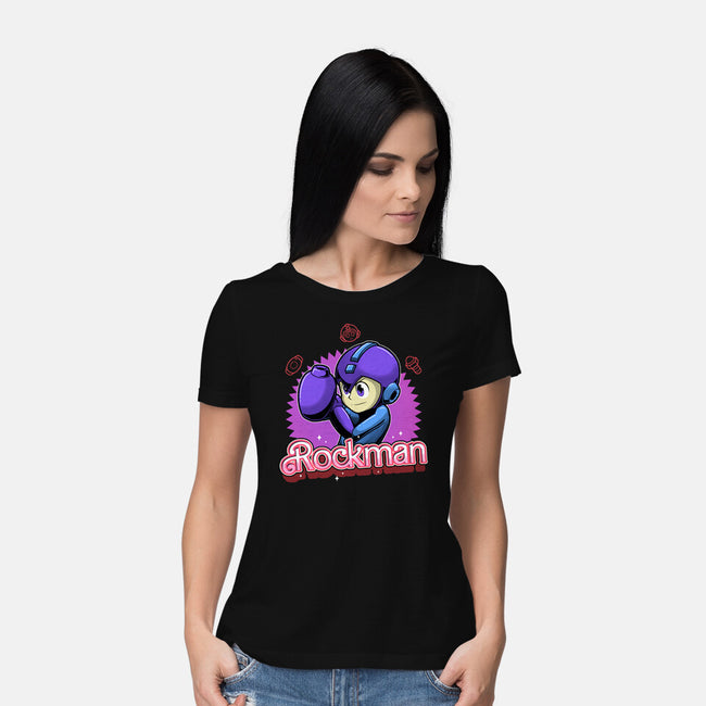 The Blue Bomber 2-Womens-Basic-Tee-Astrobot Invention