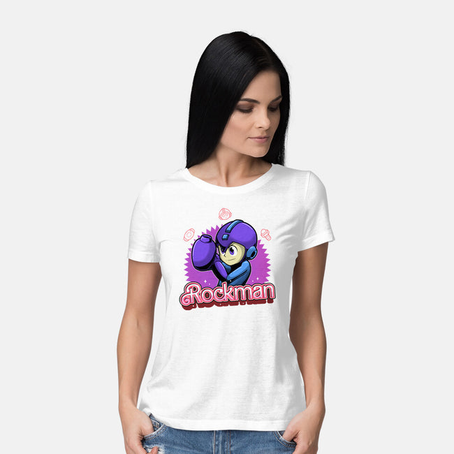 The Blue Bomber 2-Womens-Basic-Tee-Astrobot Invention