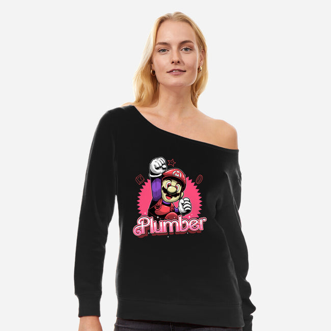 The Plumber-Womens-Off Shoulder-Sweatshirt-Astrobot Invention