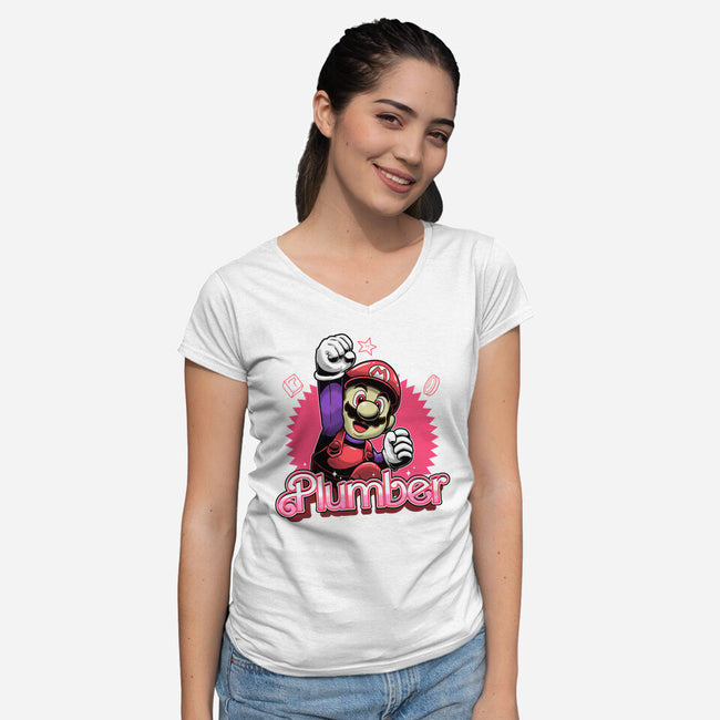 The Plumber-Womens-V-Neck-Tee-Astrobot Invention