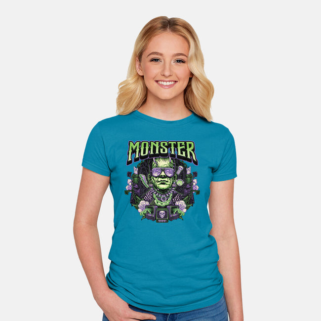 Punk Monster-Womens-Fitted-Tee-glitchygorilla