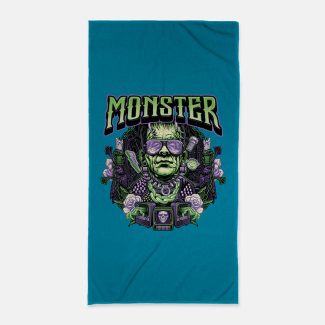 Punk Monster-None-Beach-Towel-glitchygorilla