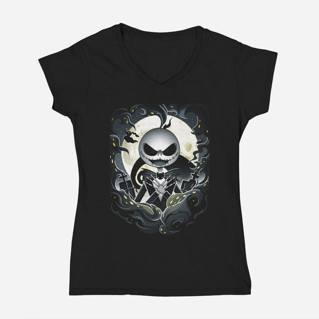 Darkness King-Womens-V-Neck-Tee-Vallina84