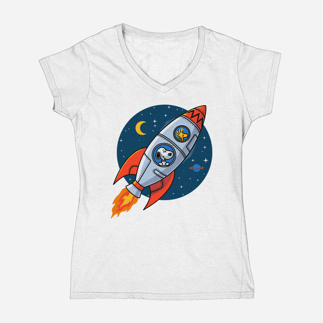 Space Beagle-Womens-V-Neck-Tee-erion_designs